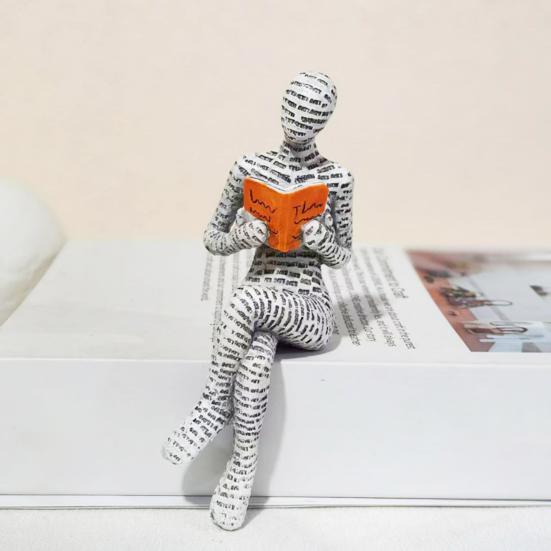 Abstract Reading Men Figurine Modern Sitting Lying Letter Man Statue Home Office Study Room Artistic Decoration Ornament