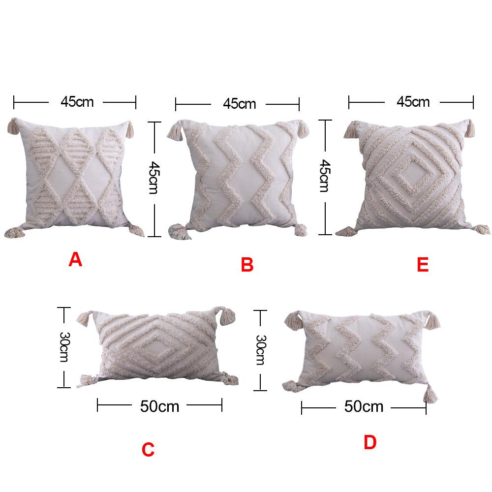 Home Decor Boho  Pillowcase With Tassels Handmade Woven Pillowcase Sofa Living Room Decoration Beige Tassels Cushion Cover
