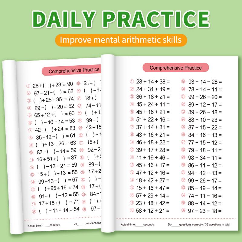 Addition and Subtraction Within 100/Comprehensive Daily Math Exercise Book Enhances Calculation Abilities Early Education Exercises Thinking
