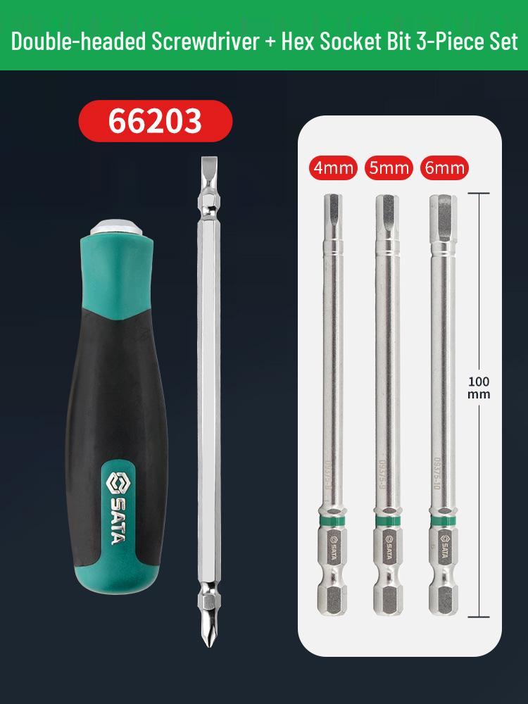 SATA 2-in-1 Double-Ended Screwdriver: High Hardness Phillips & Flathead Repair Tool