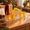 Christmas Party Supplies Acrylic Nativity Scene Ornament Manger Tabletop Decor Gold Desktop Decoration Elegant Holiday Home Display And Festive