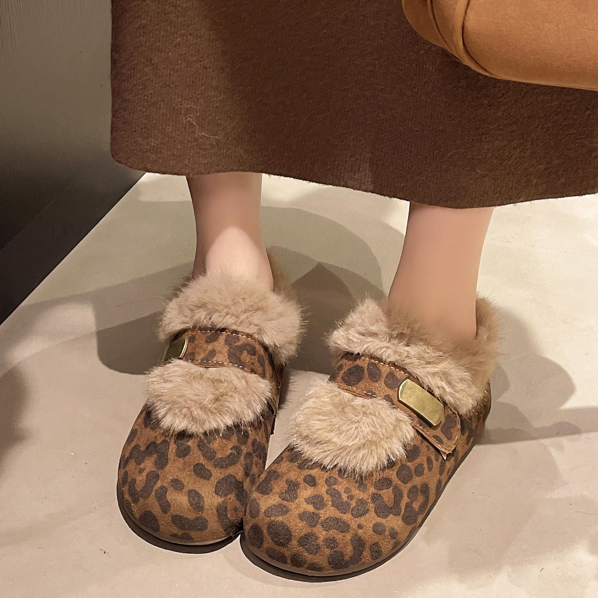 

French deep mouth gentle cotton shoes autumn and winter new solid color princess shoes Velcro inner height increase Mary Jane cotton shoes 40 леопард друку кольору