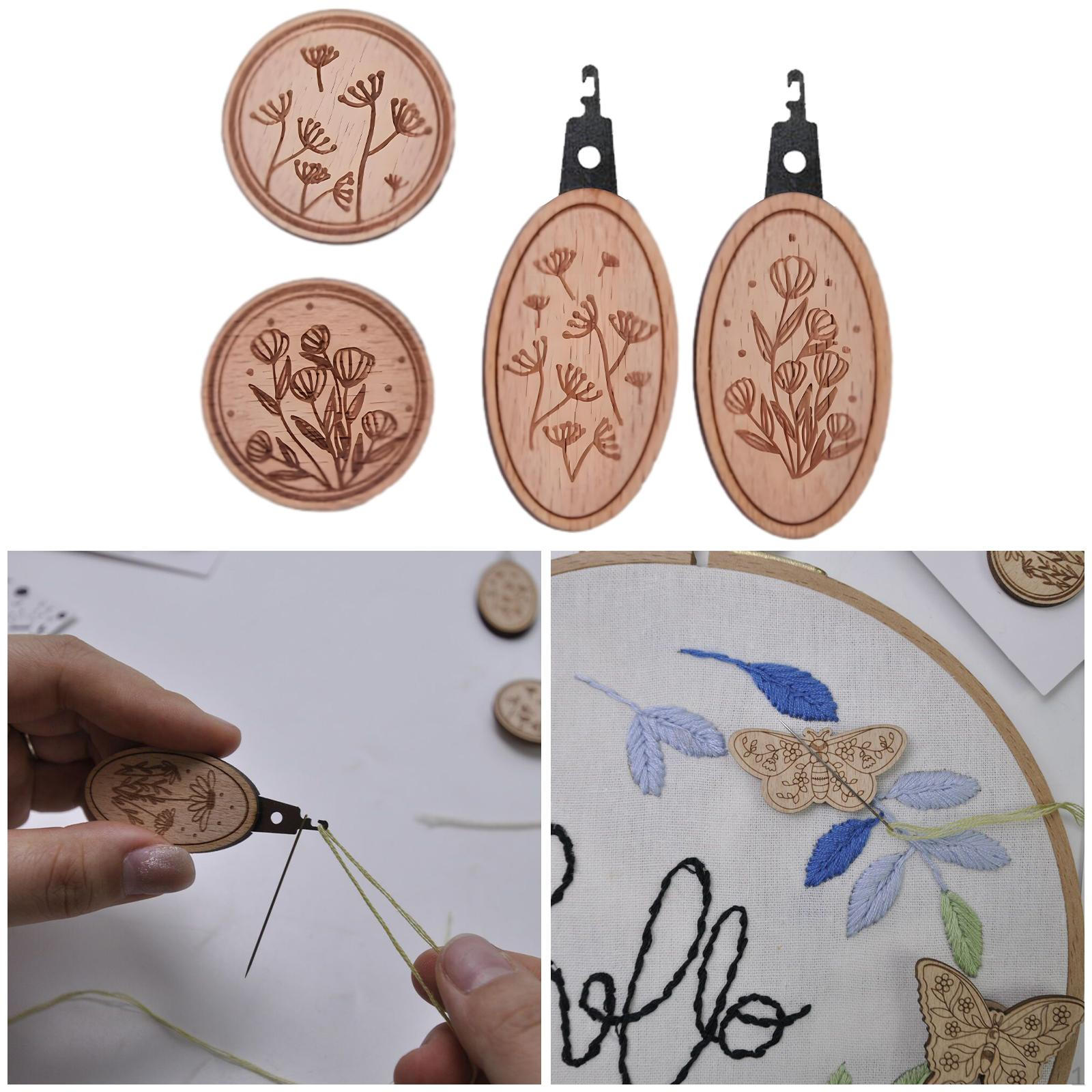 

4 шт. Набор принадлежностей для держателей игл, нитевдевателей, компактных деревянных держателей для швейных булавок для креста