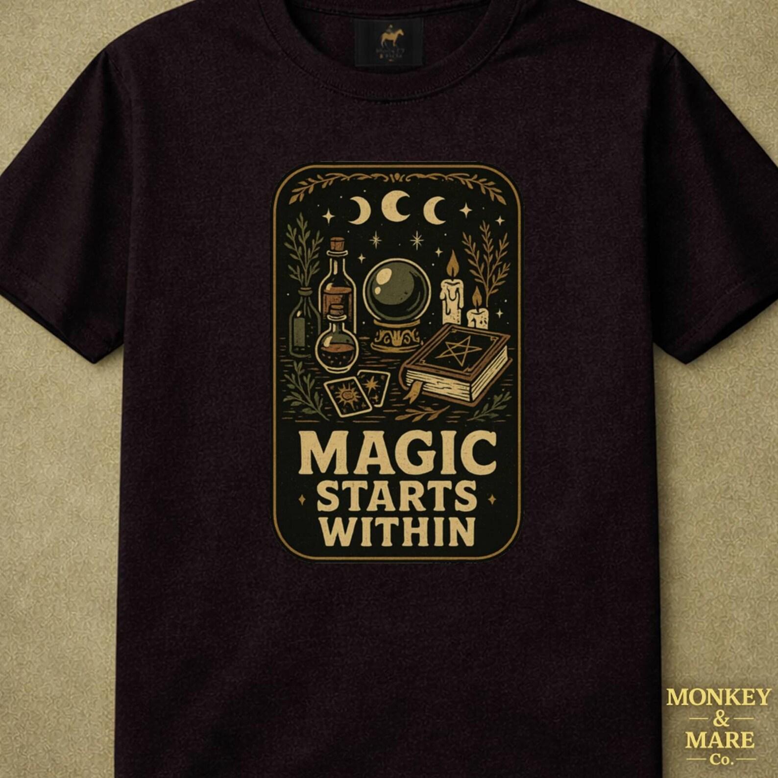 Magical Altar Shirt, Magic Starts Within, Witchy Occult Self Belief Graphic Tee 3XL