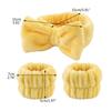 1set Elastic Women Shower Hairband & Wristband Cute Bowknot Plush Face Wash Hairband Home Makeup Headband Wristband