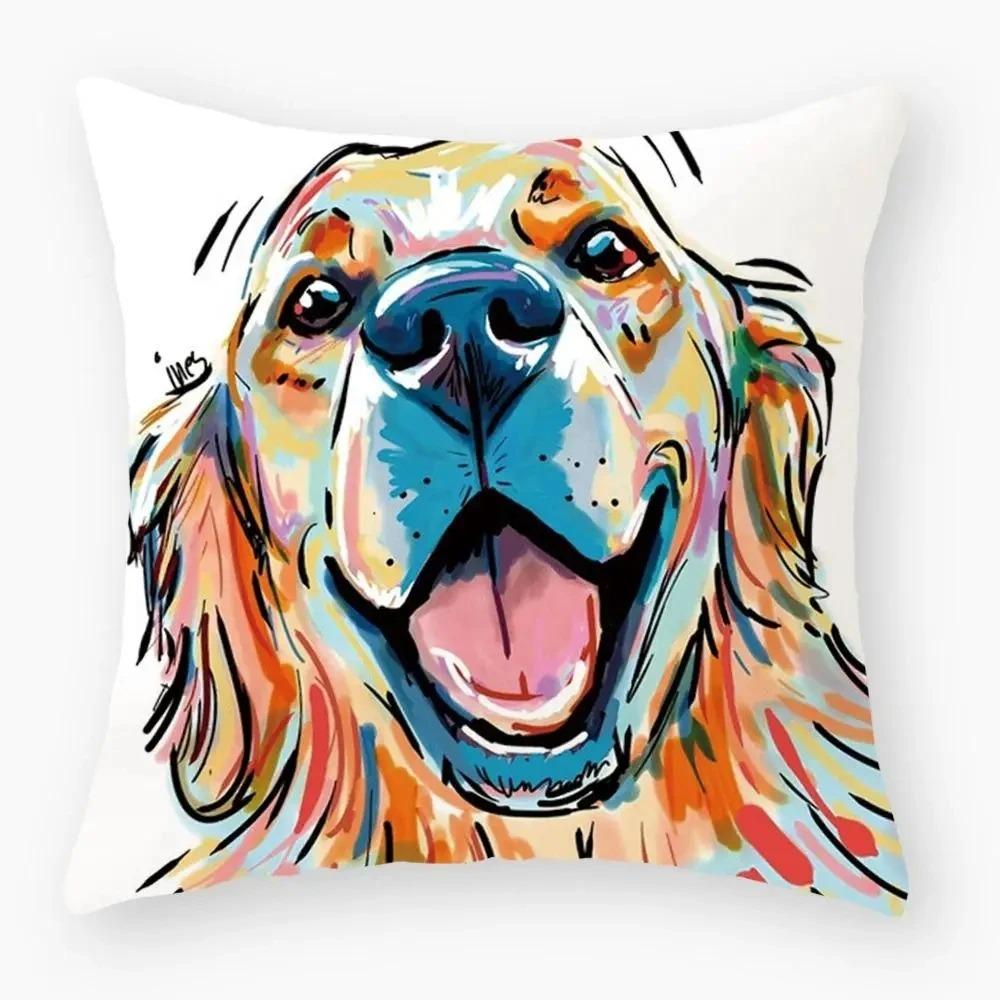 Cute Dog Yorkshire Pug Pillowcase Decoration Cartoon Pug Bedroom Cushion Cover Suitable For Sofa Home Super Soft Cushion Cover