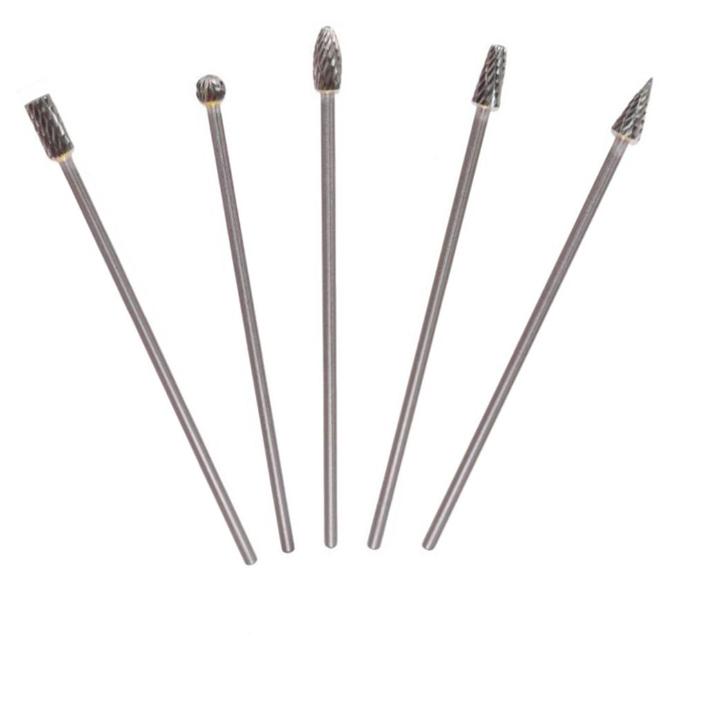 5pcs/set Carbide Burr Set Single Cut Solid Carbide Rotary Burrs Set Rotary Tool For Dremel Wood Carving Bit Grinding Engraving