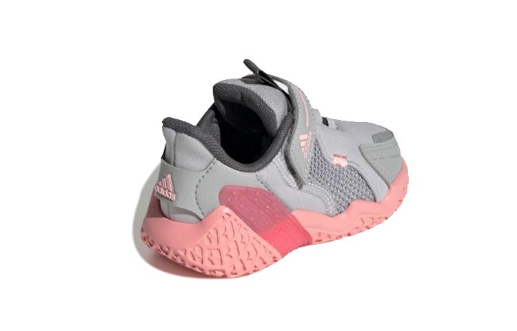 adidas 4Uture Rnr El I Slip Resistant Cushioning Abrasion Resistant Low Top Toddler Shoes Gray Pink Infant And Toddler FV2787