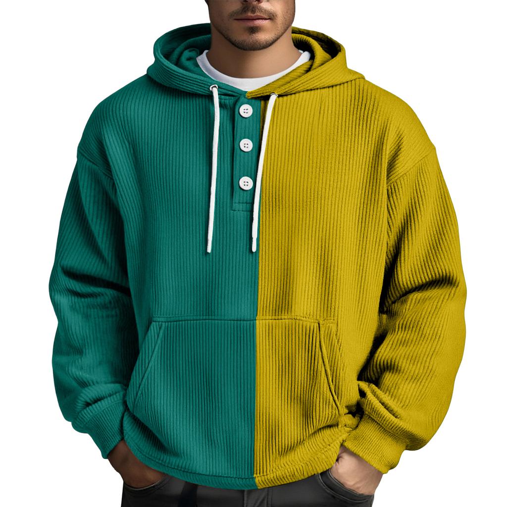 Men's Leisure Loose Three Clicks Color Clashing Hooded Hood Hoodie