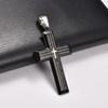 Stainless Steel Chunky Punk Printing Cross Pendant Necklace for Women Men Religious Prayer Faith Charms Chain Metal Jewelry Gift
