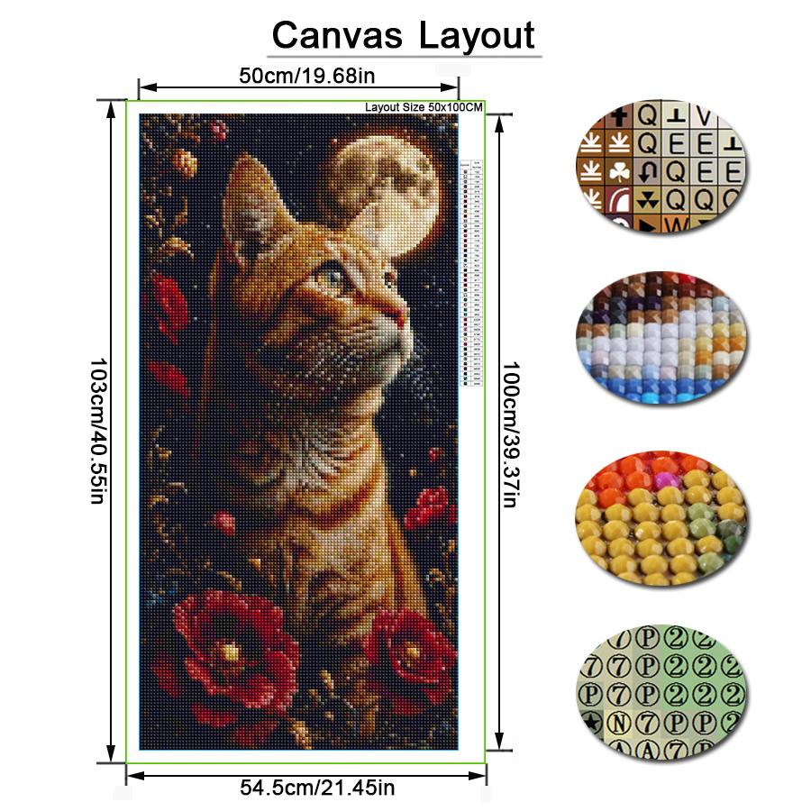 Moon Cat Flower Large Size Diamond Painting Diy Full Square Round Drill Rhinestone Embroidery Animals Mosaic Cross Stitch Kits Wall Decor