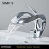 Golden/White Bathroom Basin Faucet Black Bathroom Faucet Brass Creative Grey Sink Mixer Tap Hot & Cold Waterfall Basin Faucet