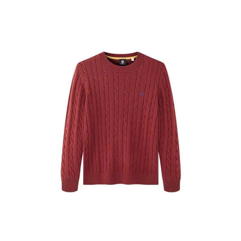 SEPTWOLVES Men's Round Neck Cable Knit Thick Wool Sweater