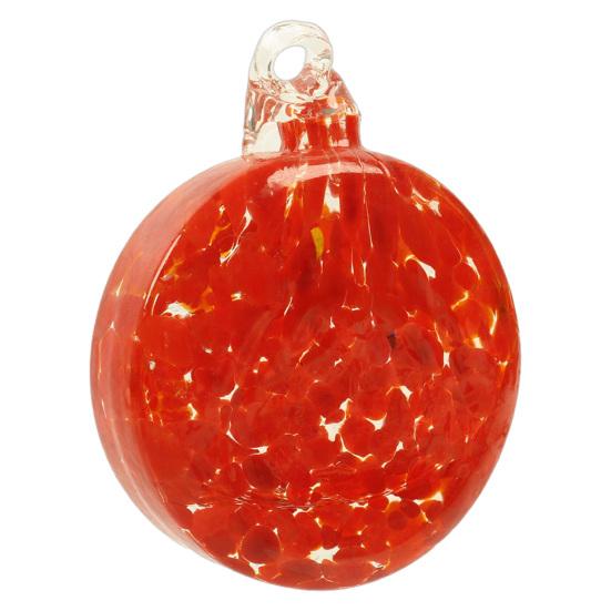 Transparent Glass Bauble with Hanging Rope Hand-Blown Round Disc Ornament, Christmas Tree Decoration Unique Patterned Ornament Hemp for Outdoor Indoor