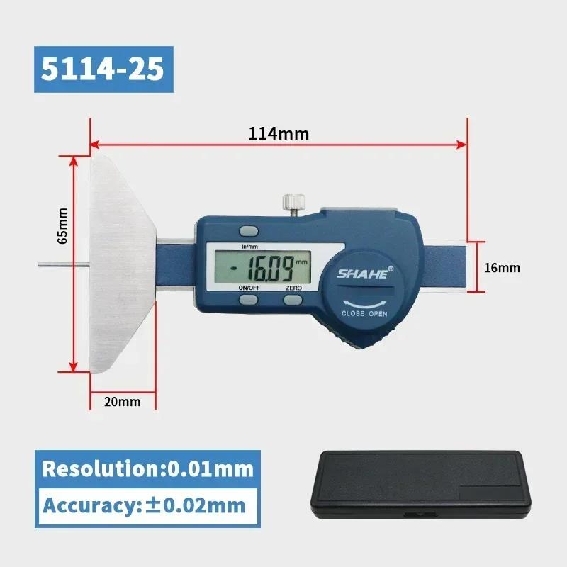 SHAHE Digital Depth Gauge 0-25mm/0-50 mm Tread Depth Gauge For Car Tire Digital Depth Calipers Measuring Tools 0-25mm