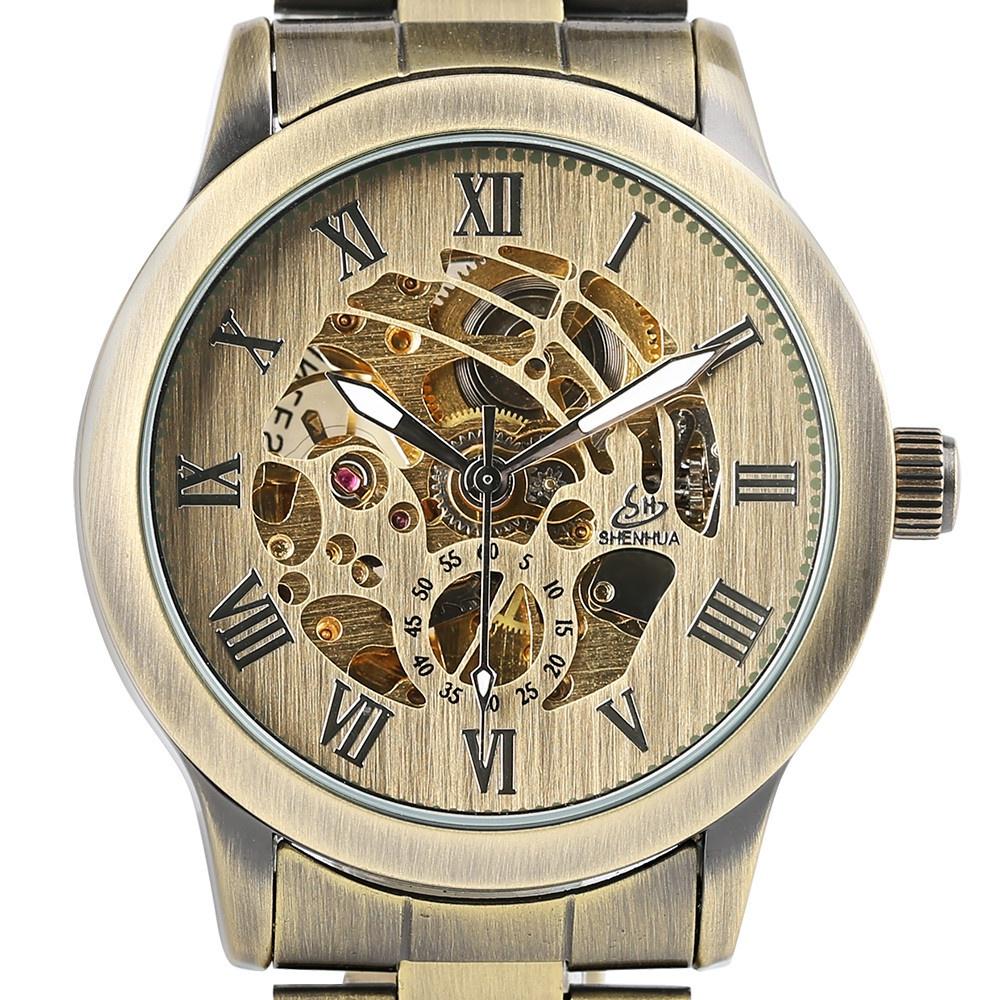 copper skeleton watch