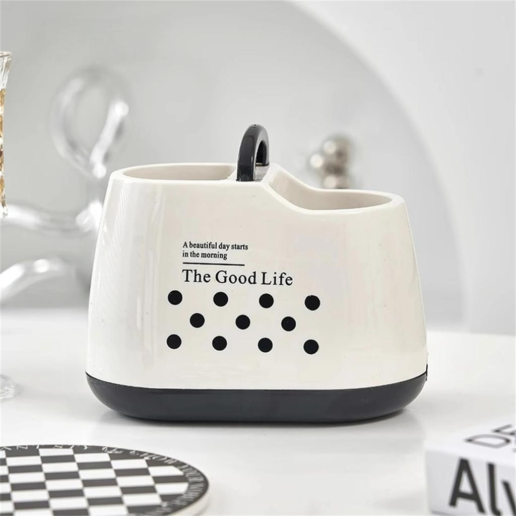 Küchentischgeschirrhalter Kunststoff Arbeitsplatte Essstäbchen Löffel Spatel Werkzeug Besteckbehälter Aufbewahrungsbehälter mit Loch