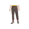 Solid Color Logo Print Elastic Cuff Joggers With Breathable Mesh Lining Men Casual Pants Brown CV0661-220