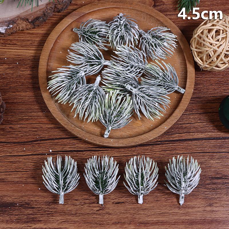 20Pcs Christmas Tree Decoration Artificial PE White Flocking Pine Branches Festive DIY Home Party Ornaments Aesthetic Room Decor