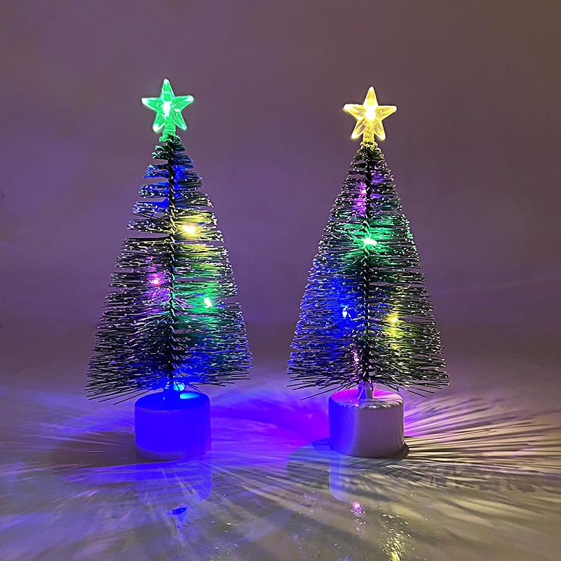 3/1pcs Luminous Christmas Tree Mini Desktop Ornaments Xmas Home Decoration New Year Christmas Party Gifts Supplies Random Color