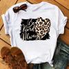 Leopard Love Heart Print Women Fashion T Shirt Black Female Short Sleeve Graphic Tops Women Sleeved Harajuk Streetwear Casual