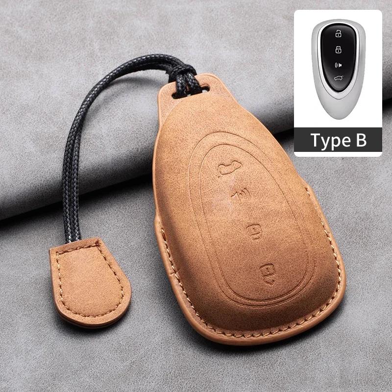 Car Remote Key Case Cover For Great Wall Gwm Wey Coffee01 Coffee02 Wey-X Wey-S Wey-Gt Vv7 Gt8 Leather Key Fob Keychain