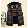 Unisex Black Puffer Vest With Hood Warm Cotton-Padded Sleeveless Jacket Winter Casual Wear
