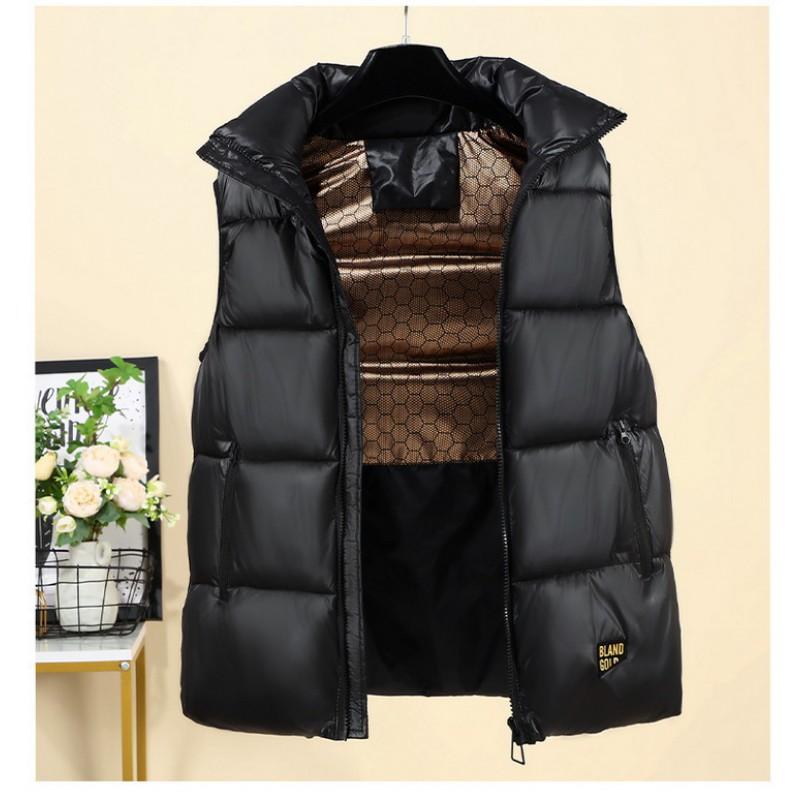 Unisex Black Puffer Vest With Hood Warm Cotton-Padded Sleeveless Jacket Winter Casual Wear