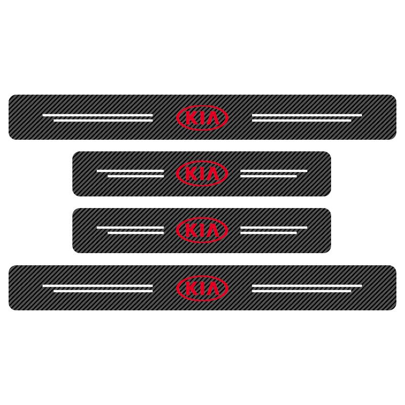 4Pcs Carbon Fiber Car Door Sill Protection Sticker Anti-scratch Refit 3D Sticker For Kia Rio Ceed Sportage Cerato Soul Sorento K2 K5 K6 K7 K8 Flip