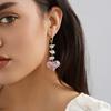 Heart Long Pink Shaped Earrings With Pearls Adorned For Stylish Women