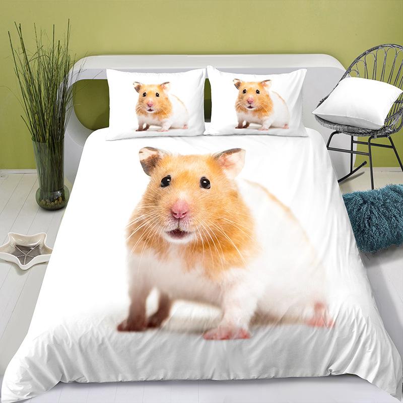 Cute Hamster Bedding Set Single Twin Full Queen King Size Pet Hamster Bed Set Aldult Kid Bedroom Duvetcover Sets 3D Anime 037
