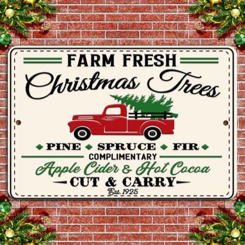 Farm Fresh Christmas Trees Vintage Charm Holiday CheerAluminumtin sign 20x20cm(8x8inch)