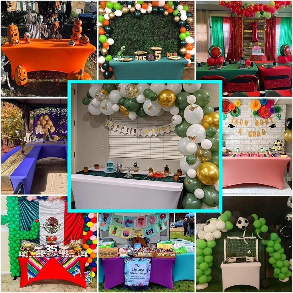 46FT BlackWhite Stretch Spandex Table Cover Washable Kitchen Universal Tablecloth Fit for Event Banquet Wedding Cocktail Party