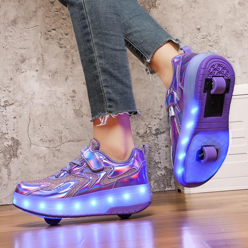 27-40 Kids's Lighting Sneakers Rubbing Shoes Boys's Shoes Solid Milky Patch Can Charging Lantern Shoes Glowing Sneakers with Charging