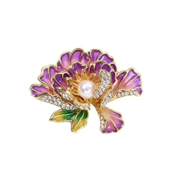 Alloy Brooch Imitation Pearls Inlaid Three Dimensional Flower Maple Design Pin Sweaters