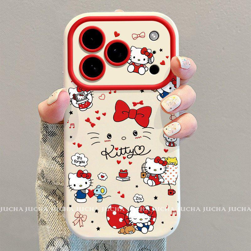 iPhone17 Pro Case 2026 New Year Style: Apple 16 Silicone Heart Bow Cat Design, Full Coverage