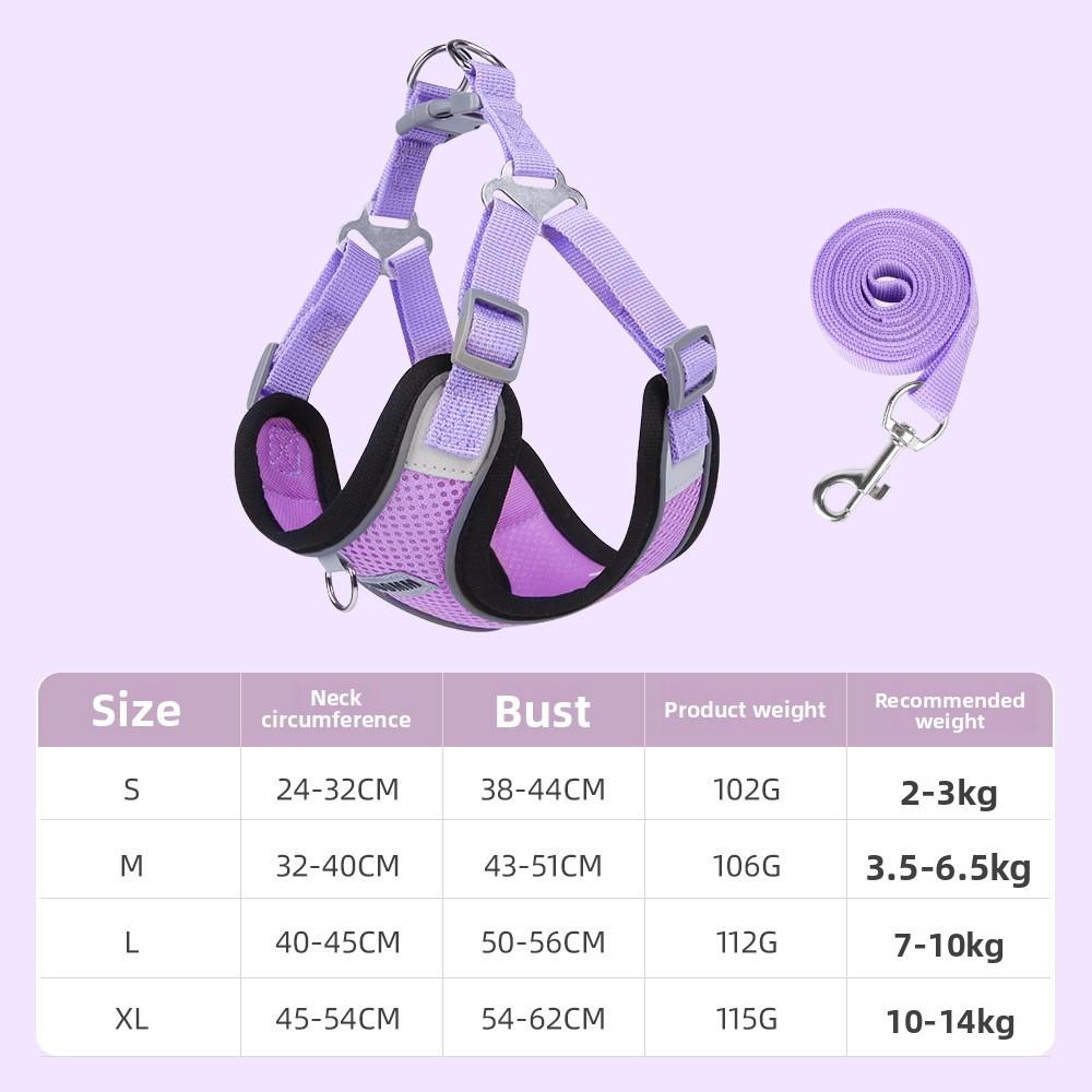

Breathable Pet Harness With Reflective Straps For Small Dogs And Cats S фиолетовый