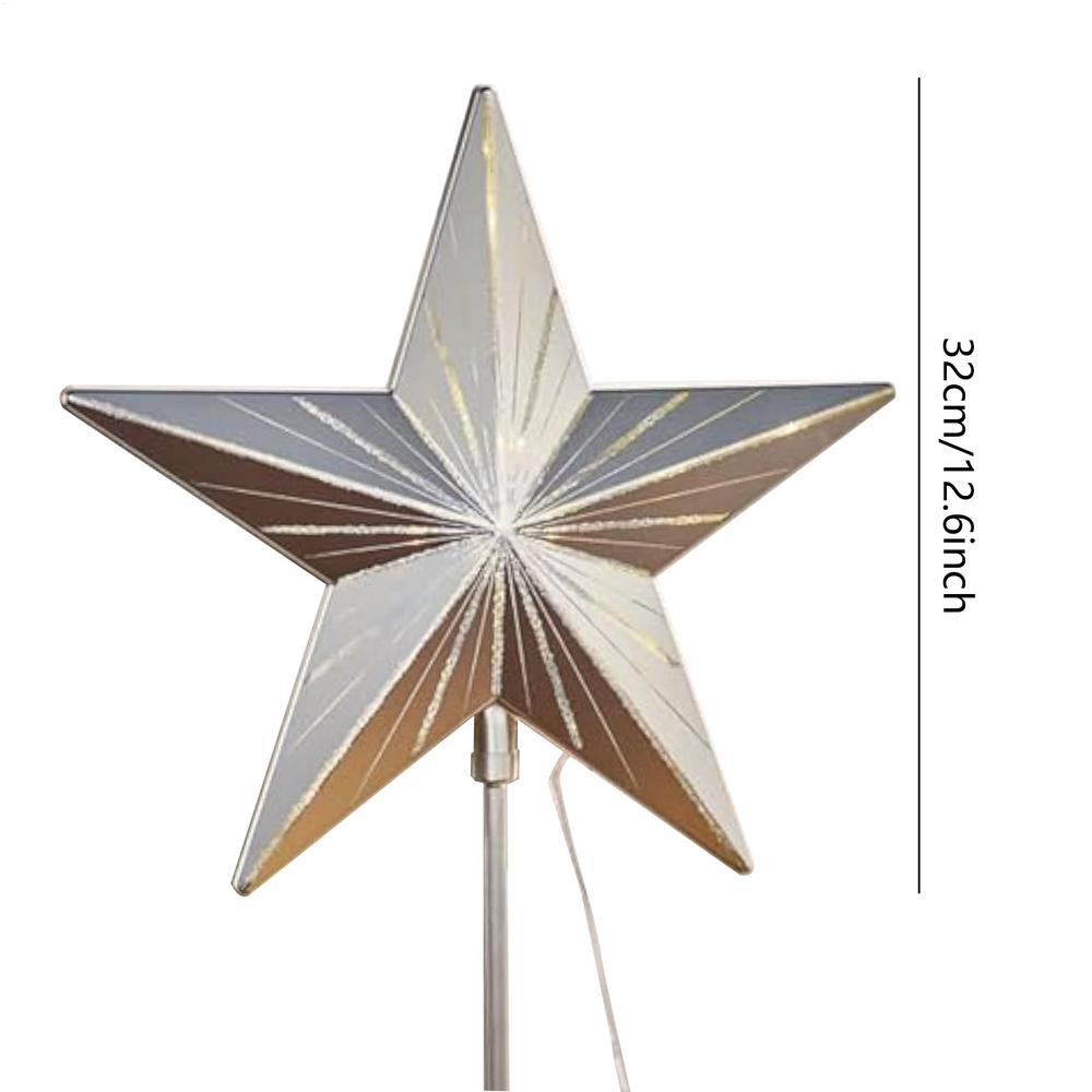 

Christmas Tree Topper Christmas Decorations Star Topper with LED Light Battery Operated Holiday Decor for Shop Festival Wedding срібний