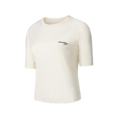 Minimalist Comfortable Round Neck Short Sleeve Raglan T-Shirt Women Tops Oatmeal-White SA1259ST51L-WT030