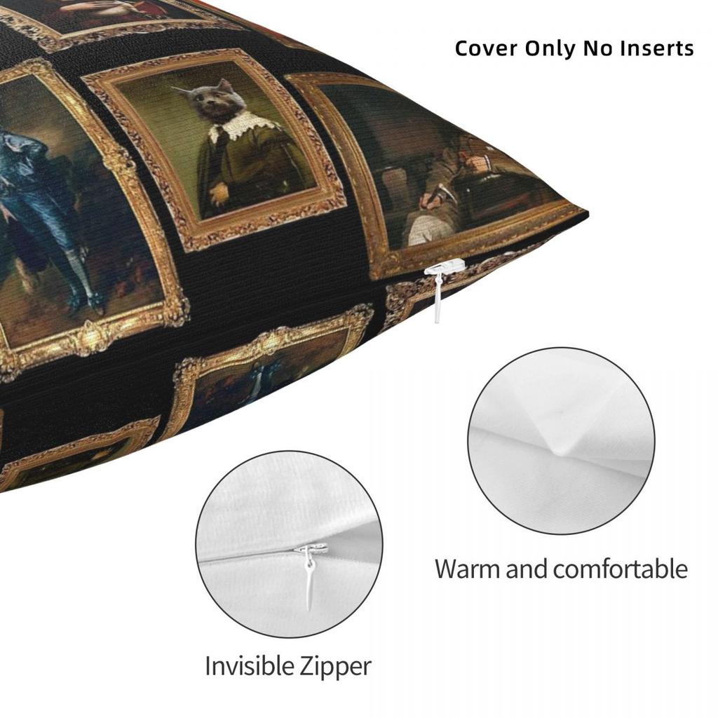 Federa Quadrata con Ritratto di Cane Gatto Animale Domestico Poliestere Lino Velluto Stampata Cerniera Decorativa Copricuscino per Divano