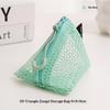 Triangular Mesh Bag Lipstick Jewelry Cosmetic Bag Portable Rope Design Mini Coin Purse Dopamine Color Candy Color Storage Bag