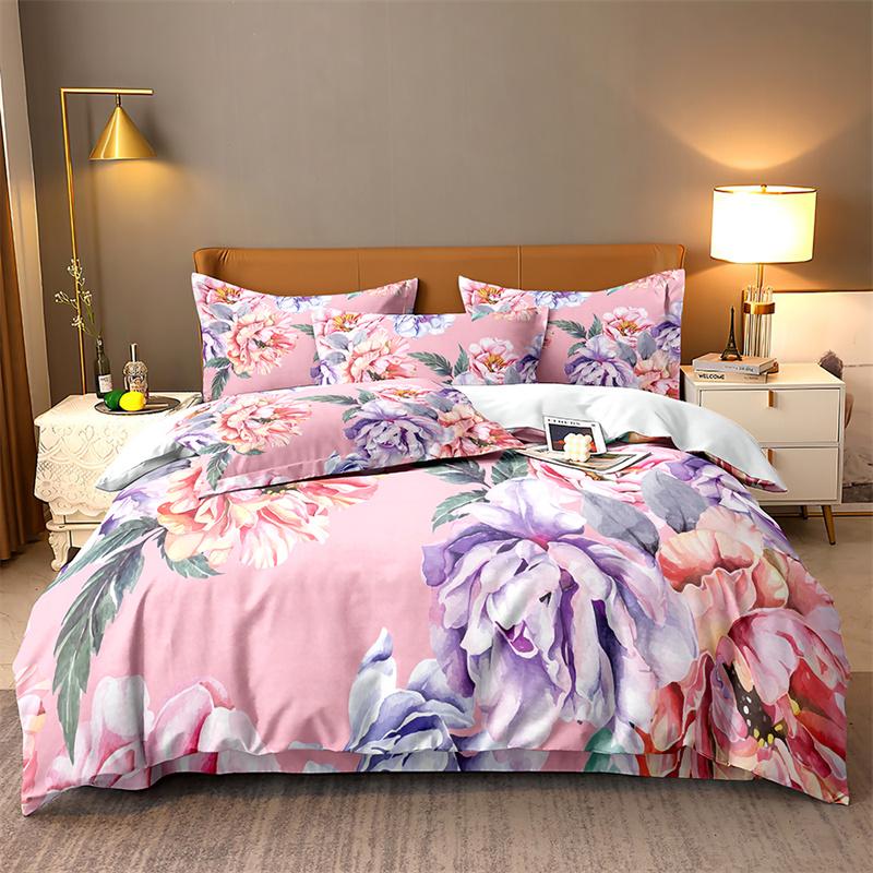 Red Big Flower Bedding Set Lovely Duvet Cover Boys, Kid's Quilt Cover Girls Room Gorgeous Bedding King/Queen Duvet Cover Set