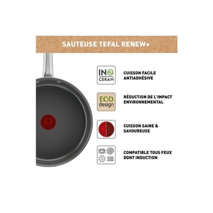 Tefal Sauteuse Renew+ éco-conçue C4243253 Gris Hippo Iron 24 cm - 3168430347755
