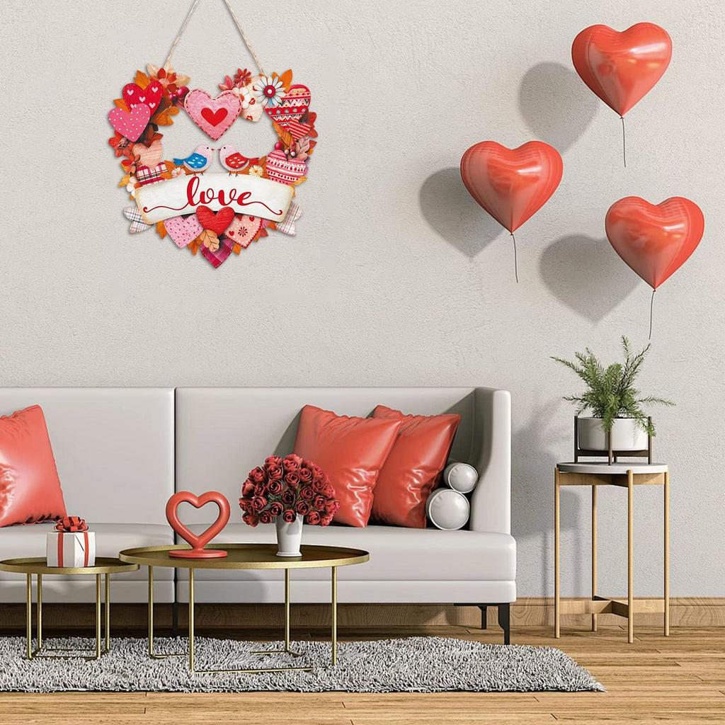 Valentine's Day Door Sign Wooden Valentine Heart Porch Sign Decor Front Door Wreath Decorations For Porch Farmhouse Wall Window