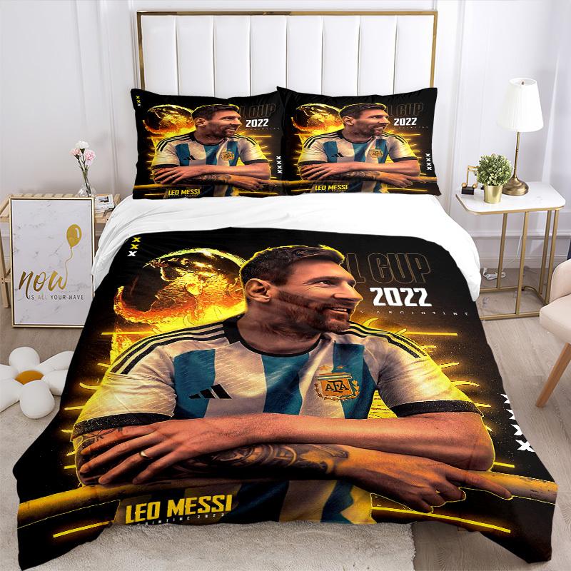 Football fansArgentina 2022 World Cup Bedding Set Comforter Cover Gift for Bedroom,Includes 1 Cover and 2 Pillowcases, No InsertB236