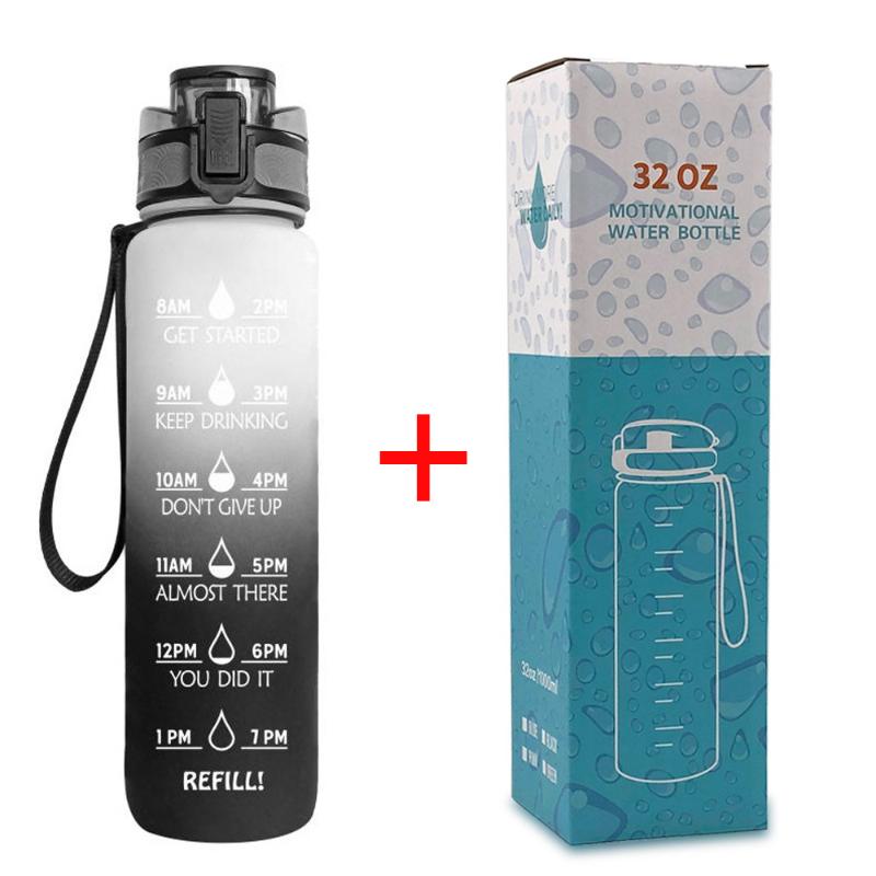 1L/500mL Plastic Kettle Tritan Material Matte Gradient Bounce Sports Water Bottle Space Cup Travel Cup