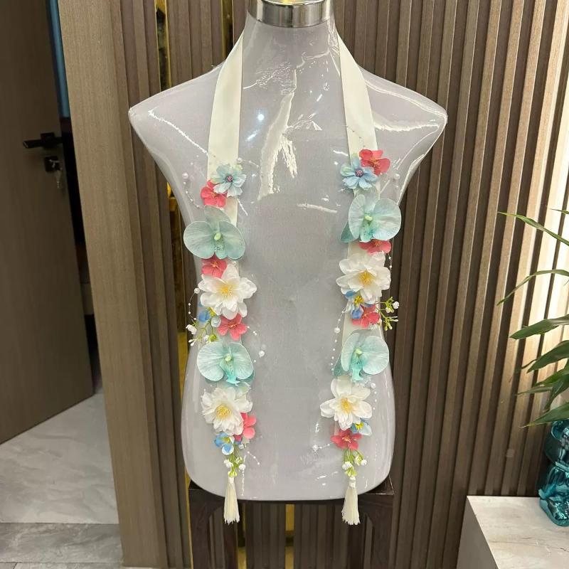 Elegant Artificial Flower Shawl Graduation Tie Flower Ribbon Multi-purpose Soft Bridal Wedding Banquet Accessory