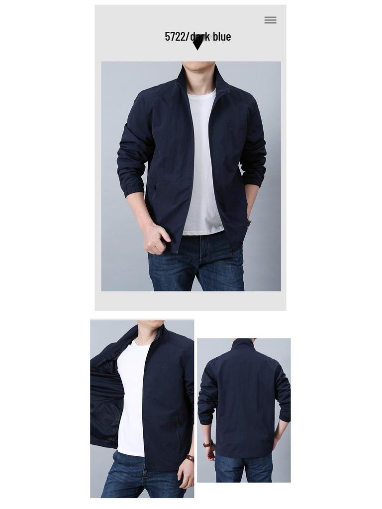 5722 Spring Men's Breathable Casual Jacket - Lightweight, Loose, Stylish Outerwear for Middle-Aged Men
