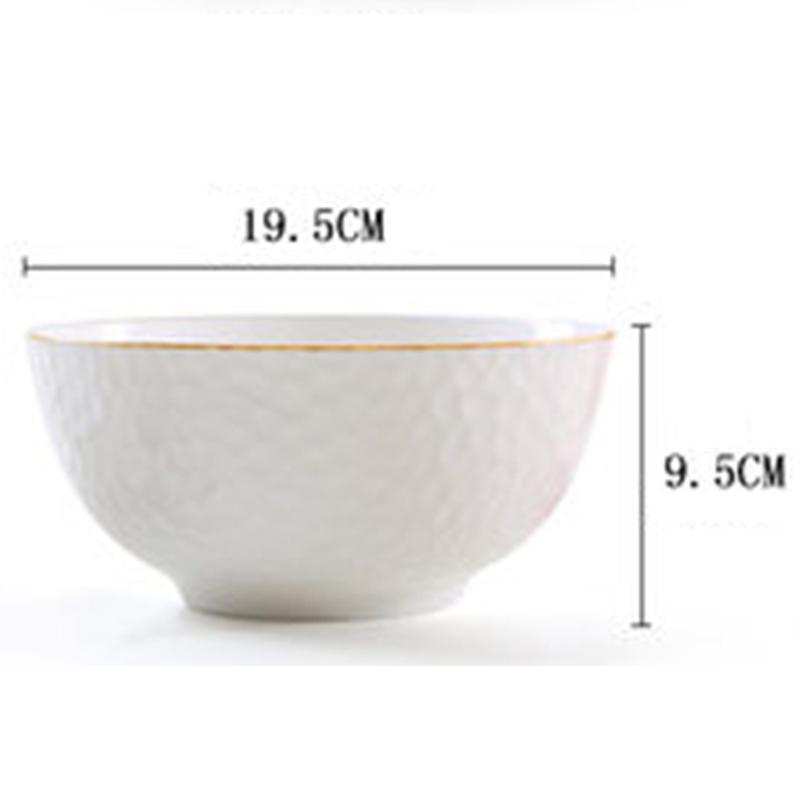 China Keramikgeschirr Haushaltsnudelschüssel Bone China Große Suppenschüssel Goldener Rand Salat Pastaschüssel 8 Zoll Küchengeschirr