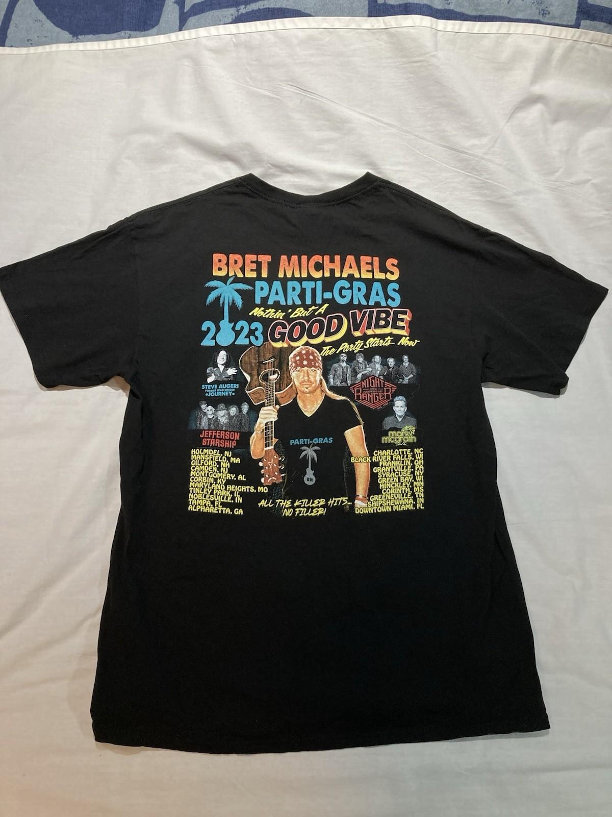 Brett Michaels Parti-Gras 2023 Tour T-shirt, Men’s Size Large Unisex T-Shirt L